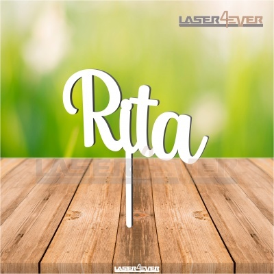 Topo de Bolo Madeira - Nome Rita