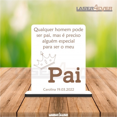 Placa Coroa Pai - Nome e Data Personalizáveis
