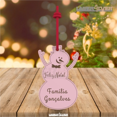 Bola de Natal - Boneco de Neve Nome Família Personalizado