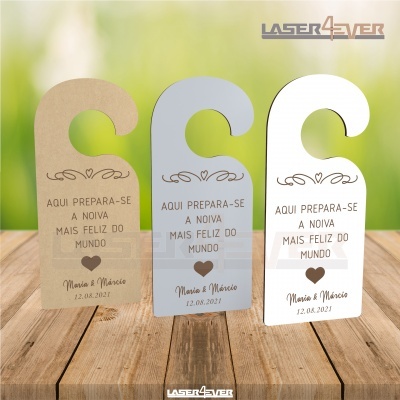 Marcador de Porta Casamento - Coração - Nomes e Data Personalizáveis