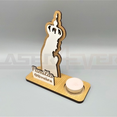 Nossa Senhora de Fátima - Madeira com nome personalizável