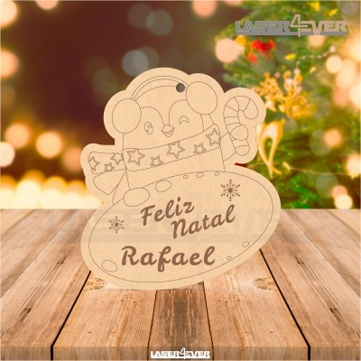 Placa Decorativa - Pinguim Nome Família Personalizado