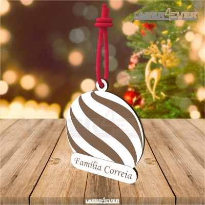 Bola de Natal - Riscas Nome Família Personalizado