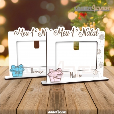 Moldura - O meu Primeiro Natal - Nome e Ano Personalizado