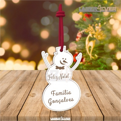 Bola de Natal - Boneco de Neve Nome Família Personalizado