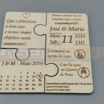 Convite Casamento - Puzzle Quadrado