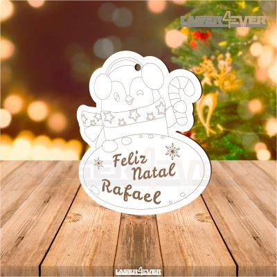 Placa Decorativa - Pinguim Nome Família Personalizado