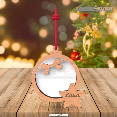 Bola de Natal - Moldura Laço Nome Personalizado