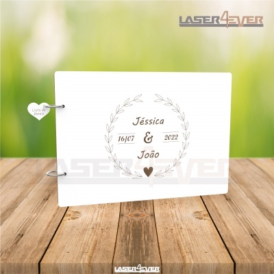 Livro de Honra Casamento - Folhas Coração