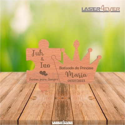 Íman Lembrança Casamento - Peça Puzzle Coroa
