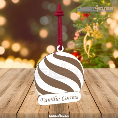 Bola de Natal - Riscas Nome Família Personalizado