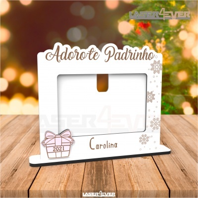 Moldura - Adoro-te Madrinha / Padrinho - Nome e Ano Personalizado
