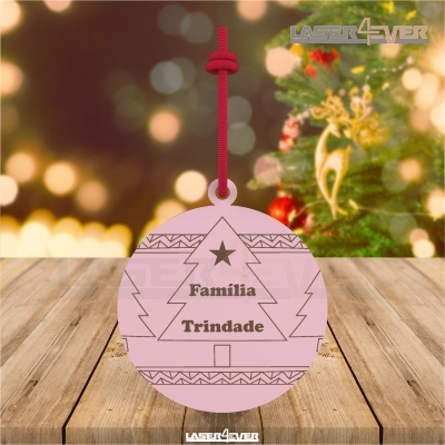 Bola de Natal - Pinheiros Nome Família Personalizado