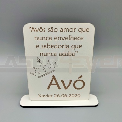 Placa Coroa Avó / Avô - Nome e Data Personalizáveis