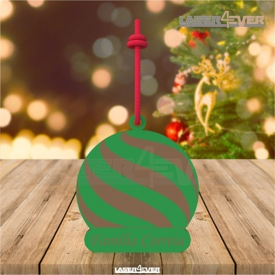 Bola de Natal - Riscas Nome Família Personalizado