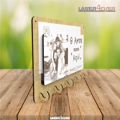 Chaveiro - O amor mora aqui - Fotogravação