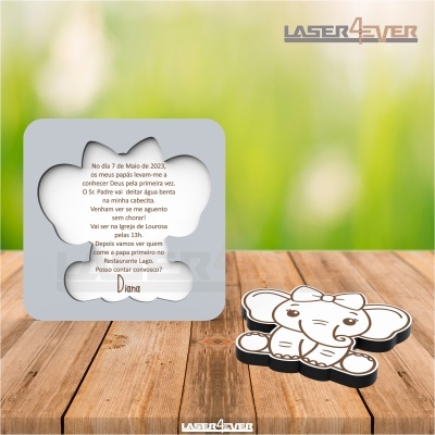 Convite Batismo - Elefante Menina