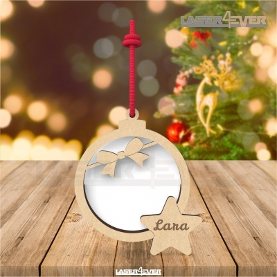 Bola de Natal - Moldura Laço Nome Personalizado