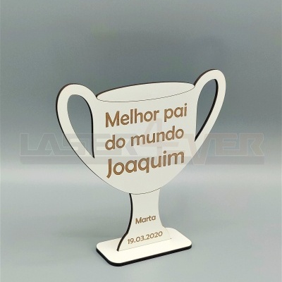 Placa Troféu Melhor Pai do Mundo - Nome e Data Personalizáveis