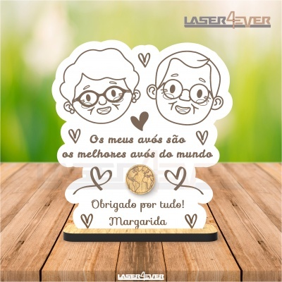 Placa Melhores Avós do Mundo - Nome Personalizado