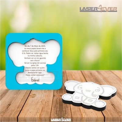 Convite Batismo - Contorno Elefante Menino