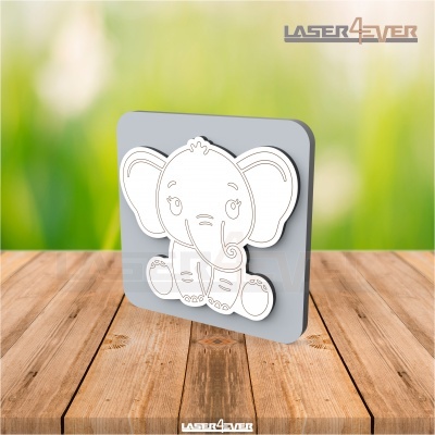 Convite Batismo - Contorno Elefante Menino