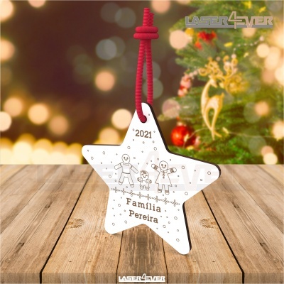 Bola de Natal - Estrela Nome Família Ano Personalizado