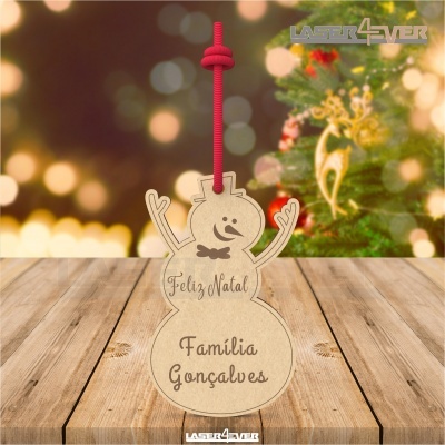 Bola de Natal - Boneco de Neve Nome Família Personalizado