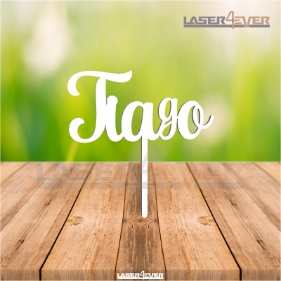 Topo de Bolo Madeira - Nome Tiago