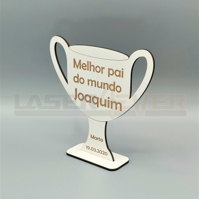 Placa Troféu Melhor Pai do Mundo - Nome e Data Personalizáveis