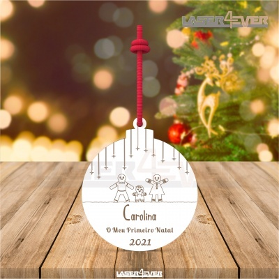 Bola de Natal - O meu Primeiro Natal Nome e Ano Personalizado