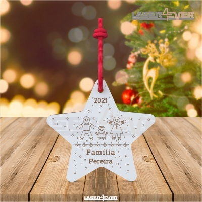 Bola de Natal - Estrela Nome Família Ano Personalizado