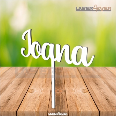 Topo de Bolo Madeira - Nome Joana