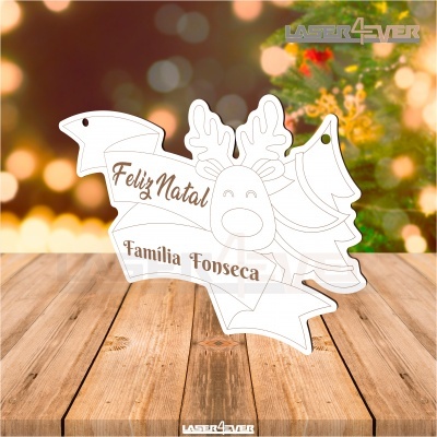 Placa Decorativa - Rena Nome Família Personalizado