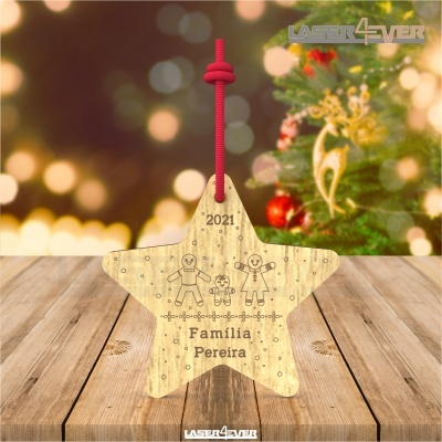 Bola de Natal - Estrela Nome Família Ano Personalizado