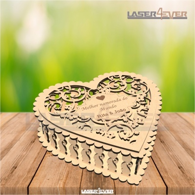 Caixa Formato Coração - Nome e Frase Personalizável