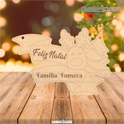Placa Decorativa - Rena Nome Família Personalizado