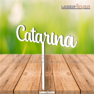 Topo de Bolo Madeira - Nome Catarina