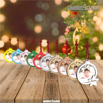 Bola de Natal - Moldura Laço Nome Personalizado