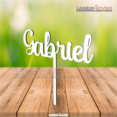 Topo de Bolo Madeira - Nome Gabriel