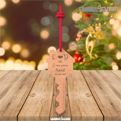 Pendente Chave - O nosso 1º Natal - Iniciais e Ano Personalizável