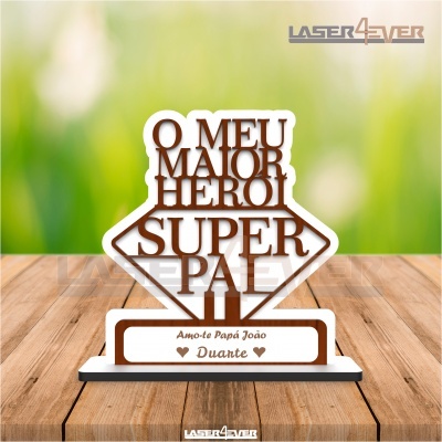 Placa O Meu Maior Herói Super Pai - Nomes Personalizados