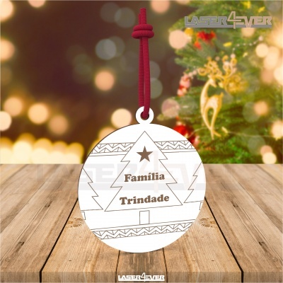 Bola de Natal - Pinheiros Nome Família Personalizado