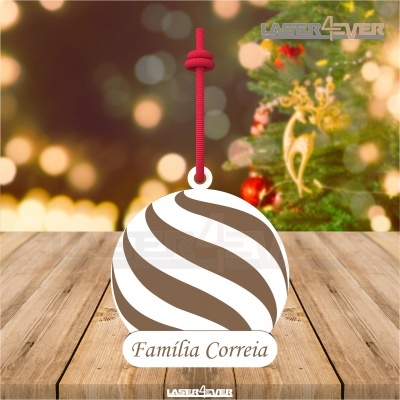 Bola de Natal - Riscas Nome Família Personalizado