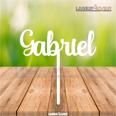 Topo de Bolo Madeira - Nome Gabriel