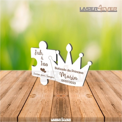 Íman Lembrança Casamento - Peça Puzzle Coroa