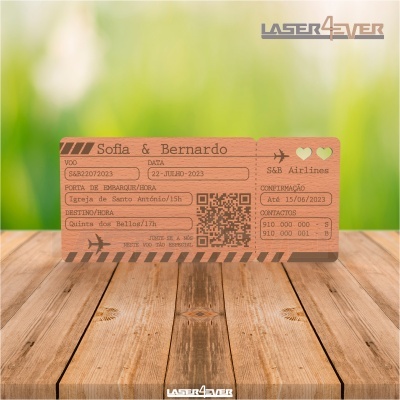 Convite Casamento - Bilhete Avião