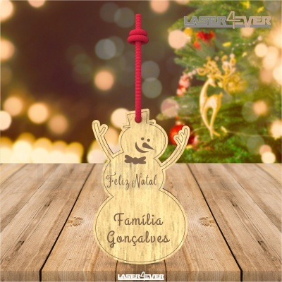 Bola de Natal - Boneco de Neve Nome Família Personalizado