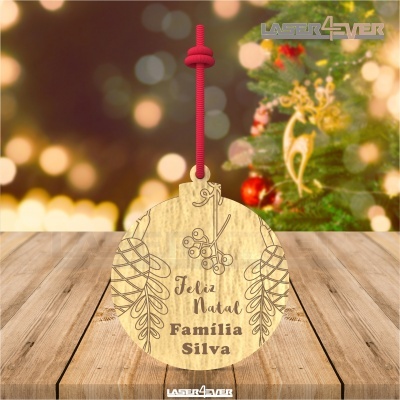 Bola de Natal - Pinhas Nome Família Personalizado