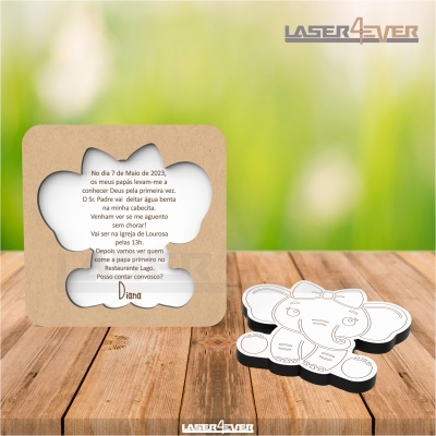 Convite Batismo - Contorno Elefante Menina